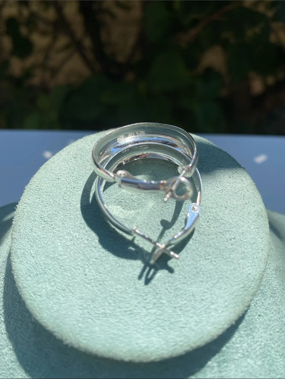 925 Sterling Silver Oval Hoop Earrings Hinged Pierced